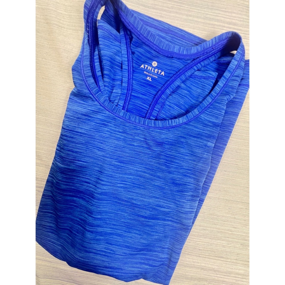 Athleta Blue Space Dye Racerback Workout Tank Top XL Scoop Neck Activewear